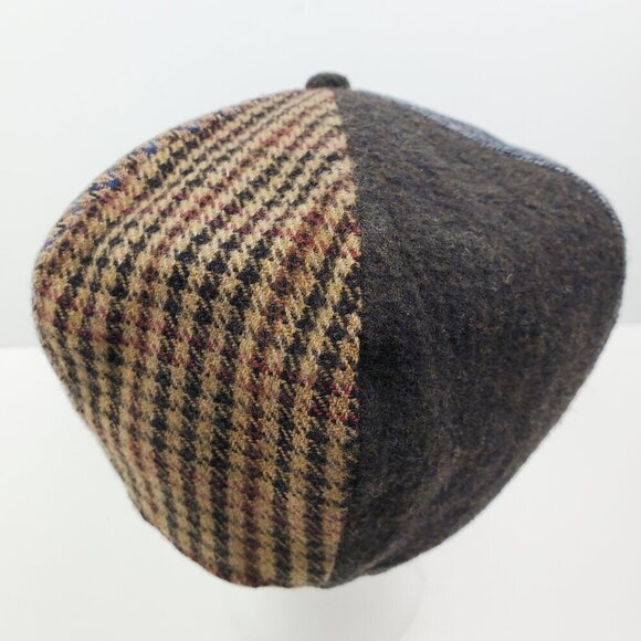 Scala Newsboy Cap Hat Vintage Houndstooth Dorfman Pacific Wool Blend Large - Picture 6 of 11